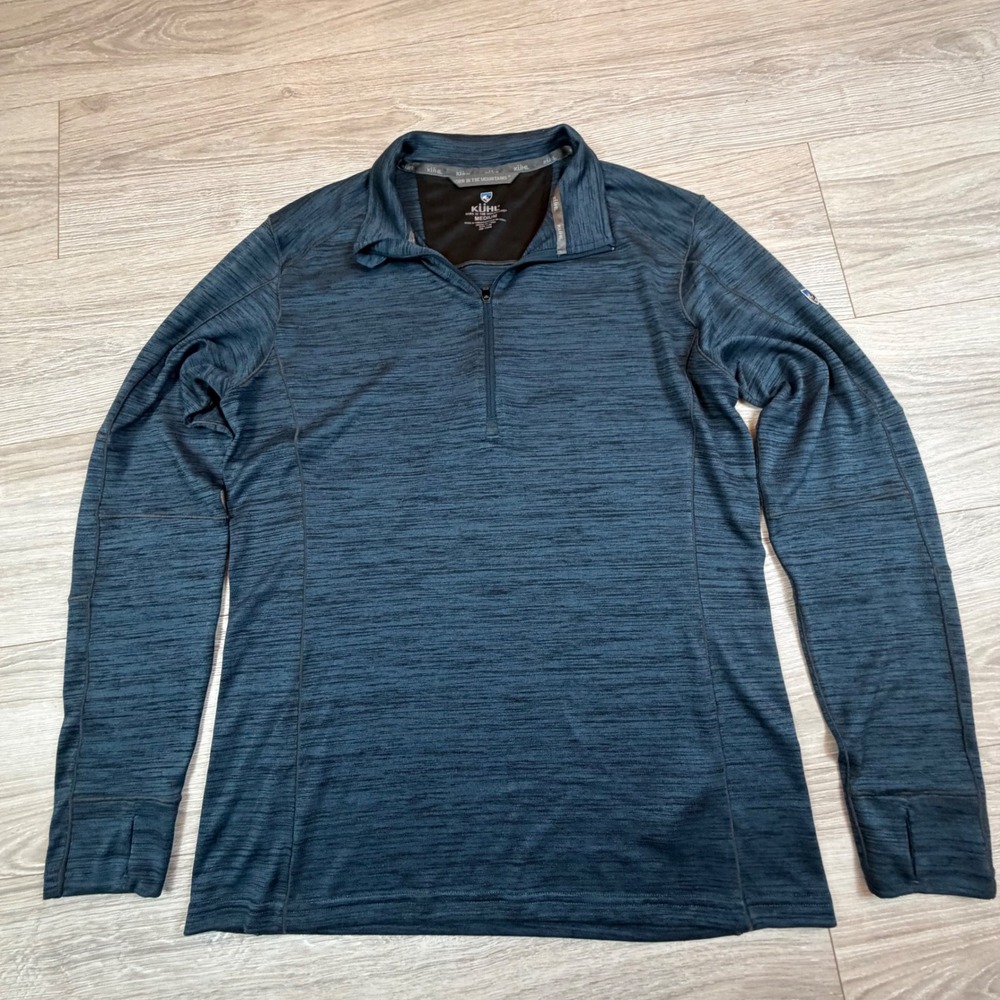 Kuhl Revel 1/4 Zip‎ Pullover Mens Medium Blue Heather Performance Shirt 3118